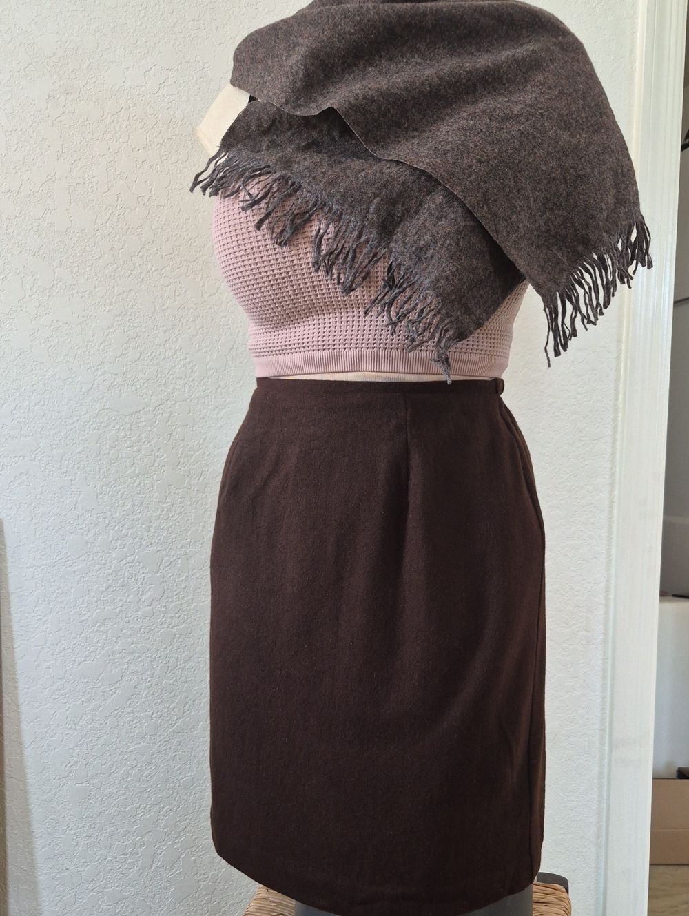 Norton McNaughton Petite Vintage Textured 100% Wool Skirt Sz 6 Petite